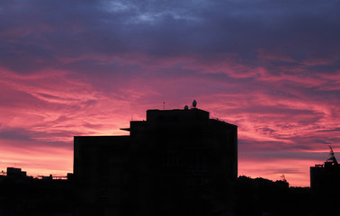 Obraz premium City Silhouette at Sunset