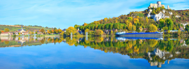 Vue panoramique, sur la seine, Château-Gaillard et les Andelys, Eure,Normandie