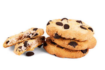 Extreme close-up image of chocolate chips cookies