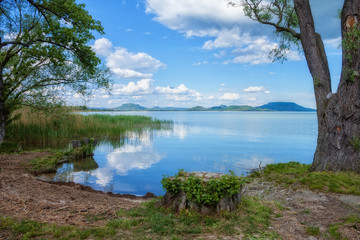 Fototapeta na wymiar Lake Balaton in Hungary with nice clouds in summer