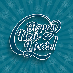 New Year greeting card text. "Happy New Year" lettering, vector illustration.