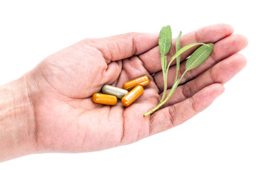 Alternative health care and herbal medicine concept . Close Up f