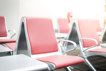 Blurred waiting chair in airport.