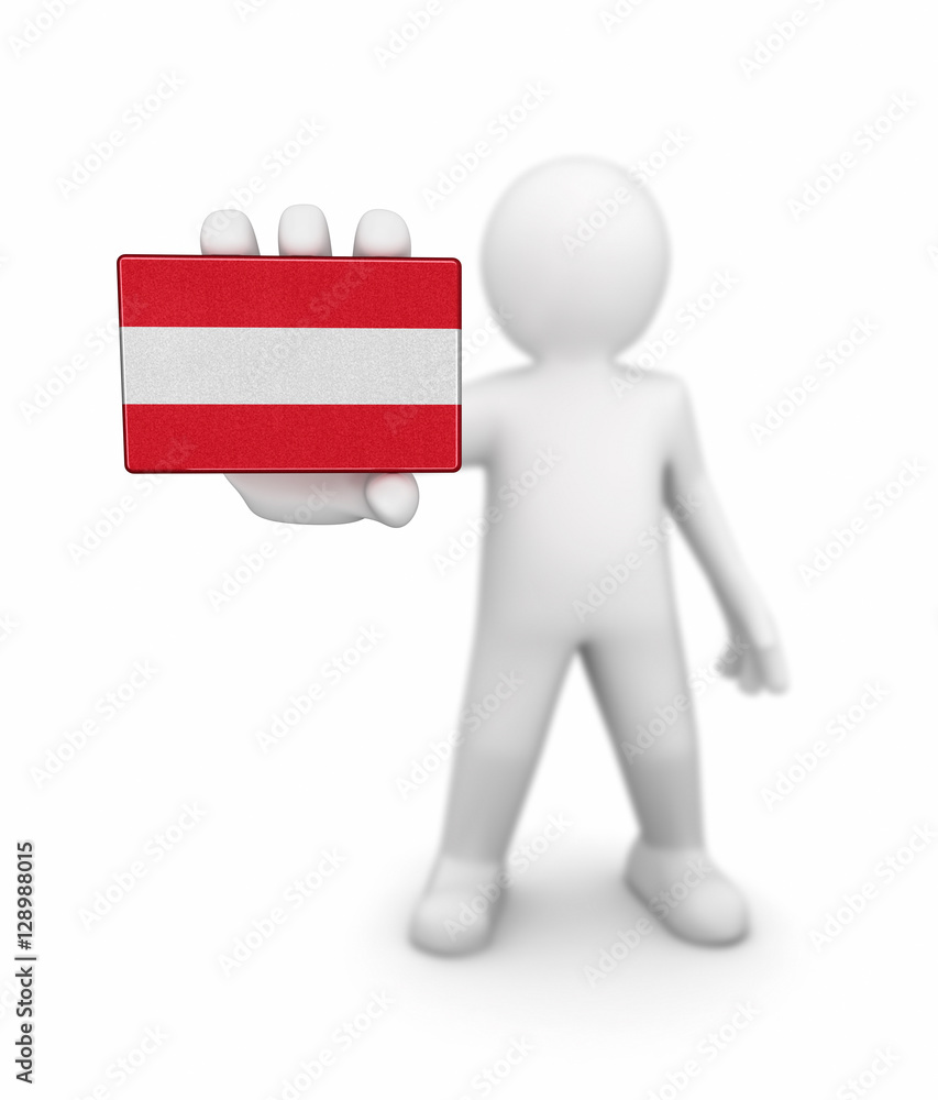 Poster man and austrian flag. image with clipping path