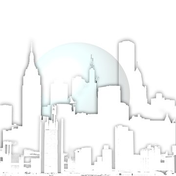 Abstract nyc skyline with bubble.