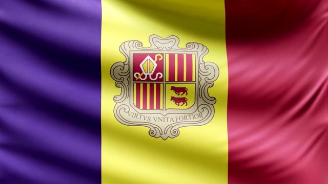 Realistic beautiful Andorra flag looping Slow 4k resolution