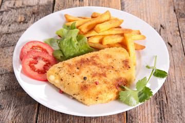 breaded chicken and cheese