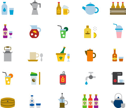 DRINKS & BEVERAGES color flat icons