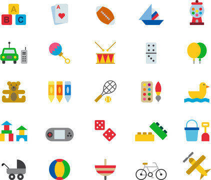 TOYS & GAMES color flat icons