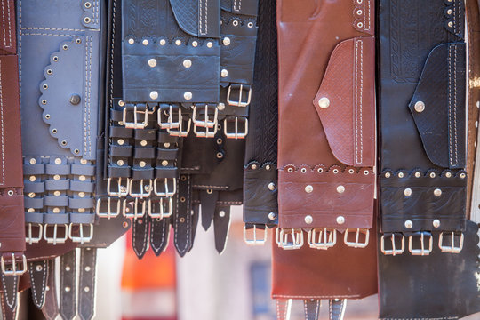 Many leather belts