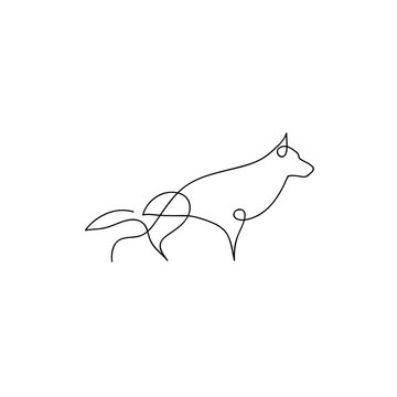 One line dog design silhouette. Hand drawn minimalism style vector illustration