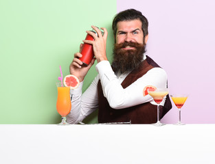 funny handsome bearded barman
