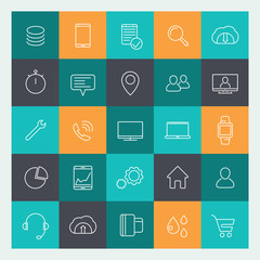 25 business, commerce, shopping and finance line icons for apps and web