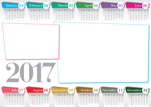 calendar 2017 with 2 photo frames