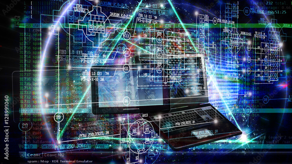 Wall mural computer technology in science