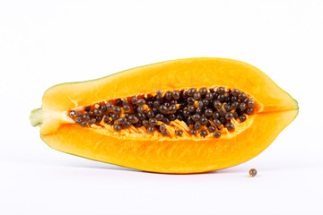 Ripe papaya is healthy fruit and  high nutritional value on the white background isolated

