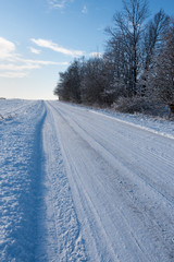 Obraz premium Rural road in winter time.