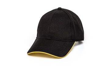Adult black golf cap on white background