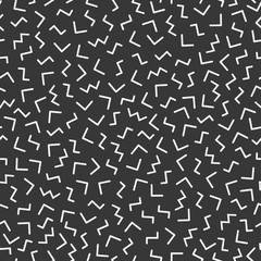 Retro memphis geometric line shapes seamless patterns. Hipster fashion 80-90s. Abstract jumble textures. Black and white. Triangle. Memphis style for printing, website, fabric design, poster, cards