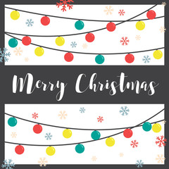 Merry christmas color light bulbs. Season's greetings. Vector Illustration.