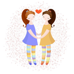 Lesbian couple holding hands. Girls in love.