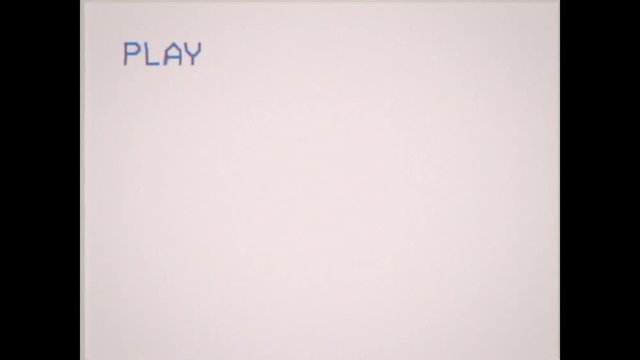 An old damaged VHS tape playing, red screen with PLAY text. A vintage background for videos, a retro element.
