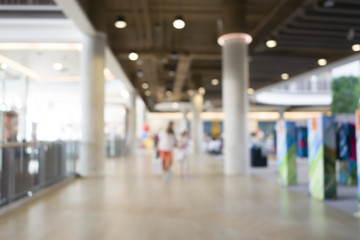 blur image of shopping mall and people with abstract bokeh