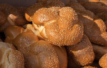 Fresh Challah for sale at local market