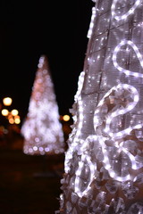 Christmas white trees street decoration