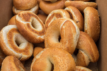 fresh sesame bagels at the city market
