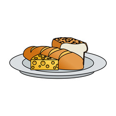 Bread and cheese icon. Healthy organic fresh and natural food theme. Isolated design. Vector illustration