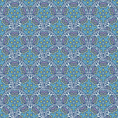 Patch Boho Flower Seamless Pattern. Mandala patchwork, oriental design. Wallpaper, furniture textile, fabric print, tile deco.