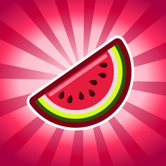 Watermelon fruit icon on pink bursting background