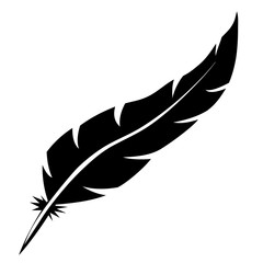 Fototapeta premium Blank bird feather vector shape isolated on white background.