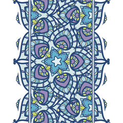 Seamless pattern border with mandala elements. Arabic vintage decorative ornament.