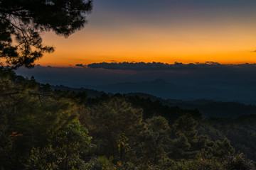 Fototapeta na wymiar Sunset on Doi Mae Taman mountain