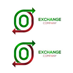 Letter O logo design template Green and Red premium color. Arrow creative sign