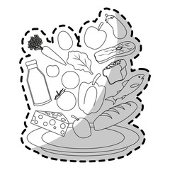 Milk vegetables fruits and bread icon. Healthy organic fresh and natural food theme. Isolated design. Vector illustration