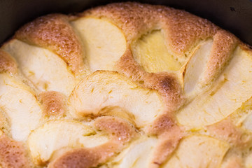 Apple pie in baking dish, charlotte