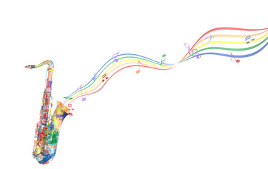 Fototapeta premium Playng a magic music on saxophone