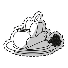 Tomato eggplant and pepper icon. Healthy organic fresh and natural food theme. Isolated design. Vector illustration