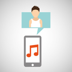 character caucasian smartphone music application vector illustration eps 10