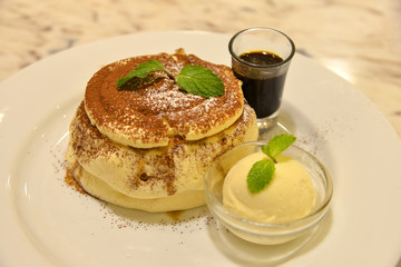 Yummy Tiramisu Pancake with Ice Cream