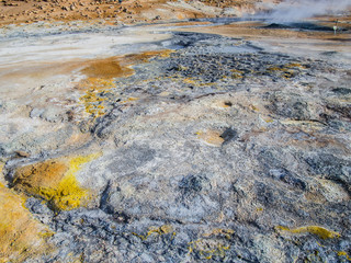 Boiling mud at Hverir, a geothermal area in Iceland.
