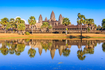 Fototapeta na wymiar Angkor Wat, Cambodia. View from across the lake.