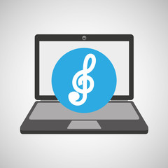 laptop music technology clef note vector illustration eps 10