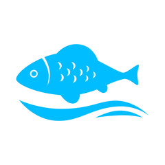 Blue fish vector icon