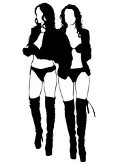 Beautiful girl dancing on a white background