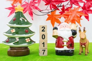 Merry Christmas and happy new year background  and number 2017 t