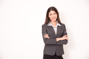 Portrait of asian businesswoman isolated on white background.